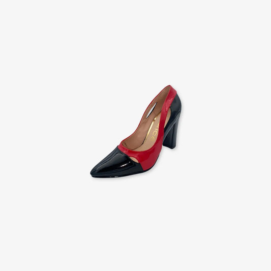 Tacones Charol Negro con Rojo en Punta