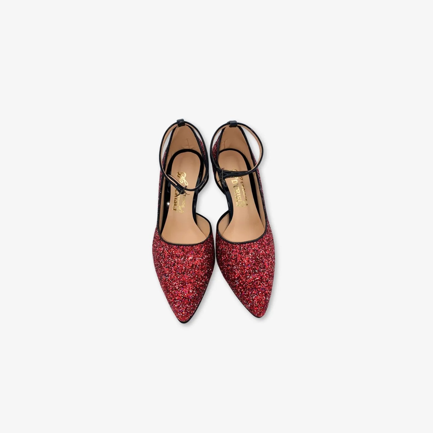 Tacones con correa para Mujer Elegante con estilo de Brillos Rojos