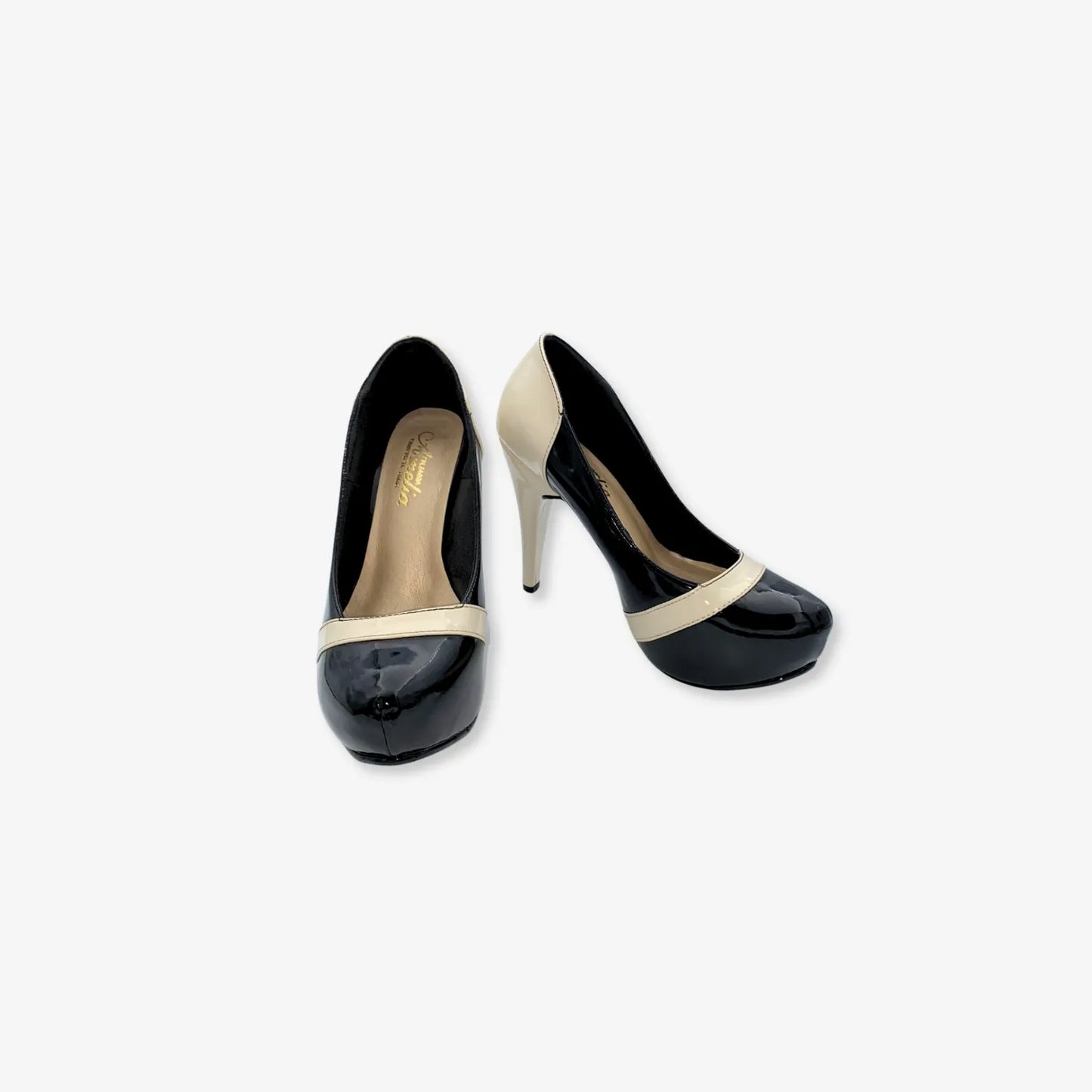 Tacones con Plataforma para mujer color Beige y Negro