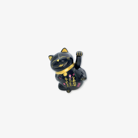 Gato Lucky de la suerte para decoración color negro con toques dorados