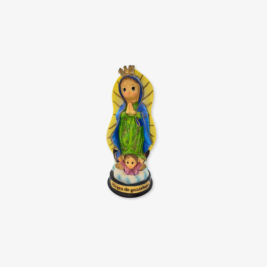 Escultura de la Virgen de Guadalupe de cerámica tamaño mediano