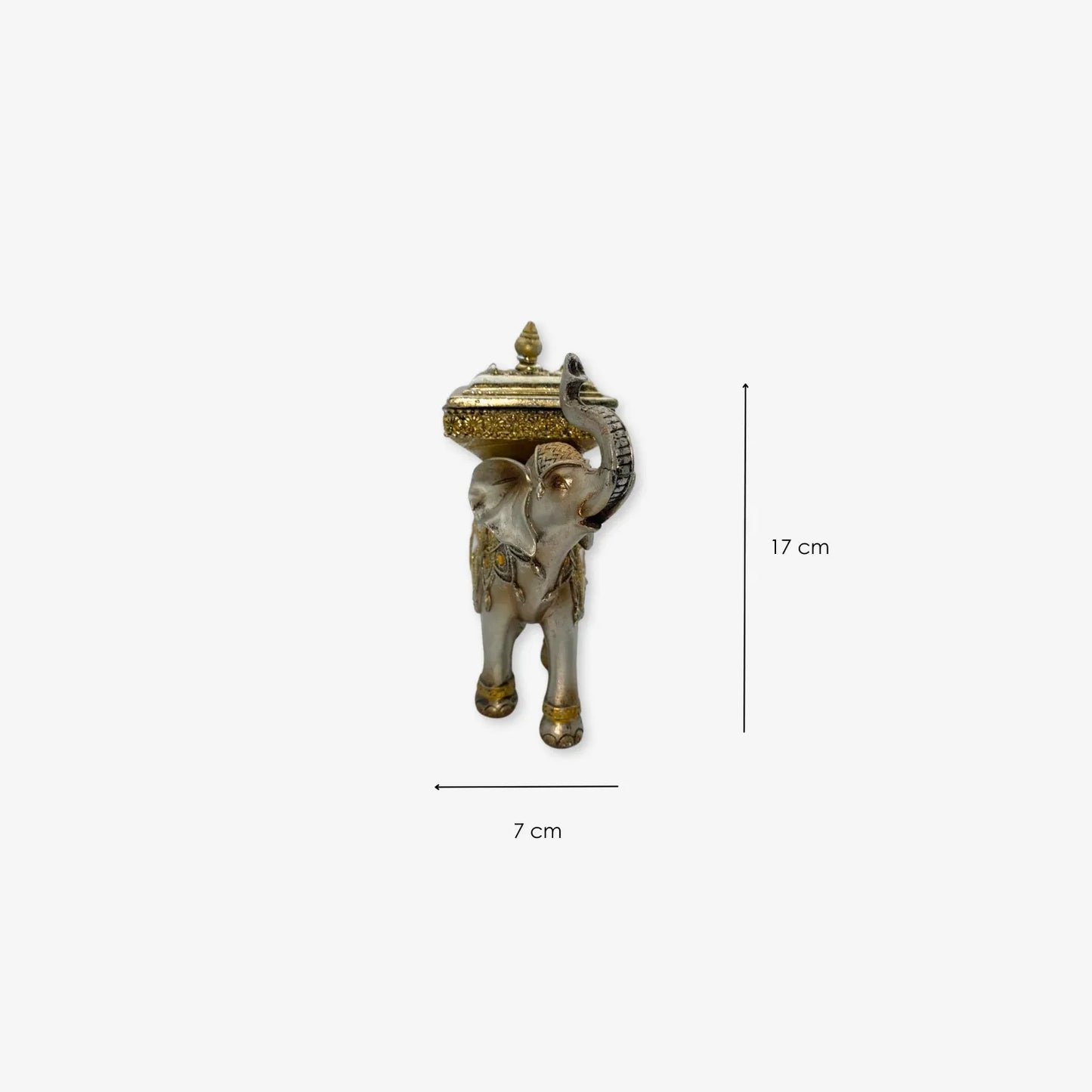 Figura Decorativa de Elefante con Cofre y Tapa