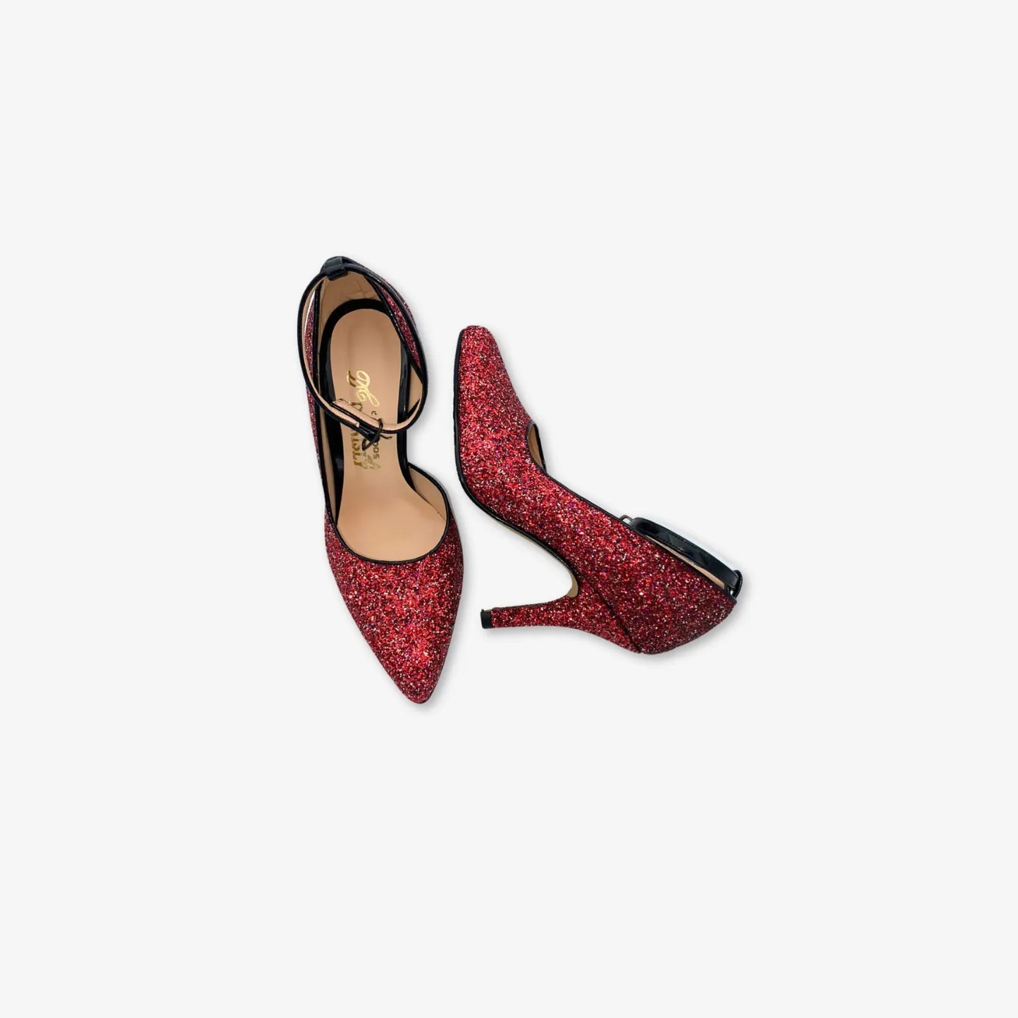 Tacones con correa para Mujer Elegante con estilo de Brillos Rojos