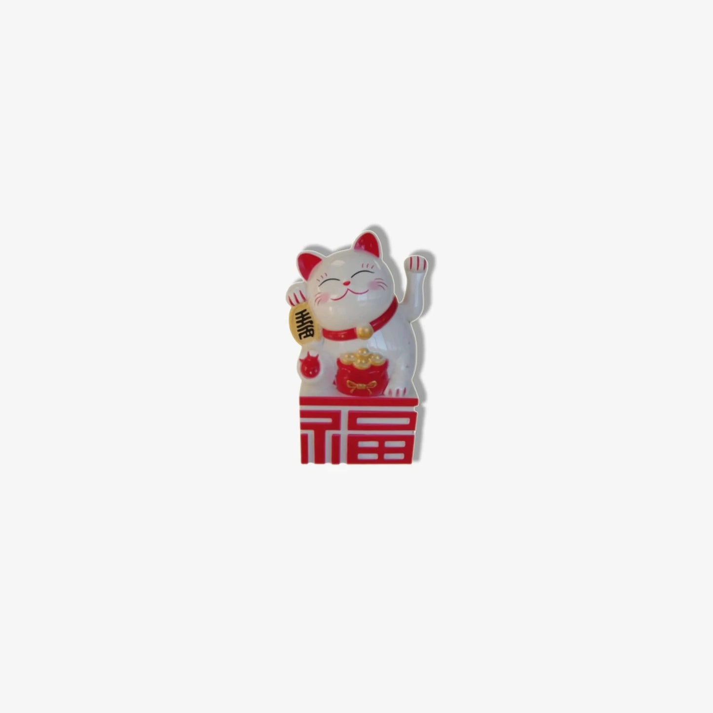 Gato de la suerte Maneki Neko  blanco para riqueza y buena fortuna