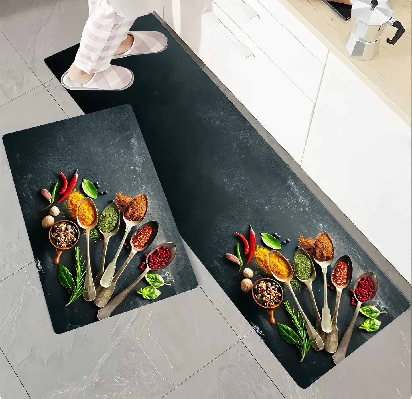 Alfombra de Estilo Moderno para Cocina, Baño y Más - Set 2 en 1 Calle Lima 51