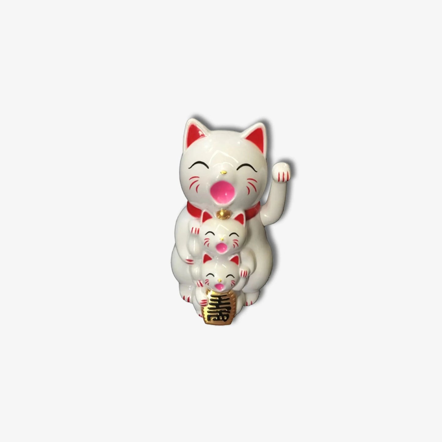 Gato De La Fortuna  MANEKI NEKO /  con Gatos Pequeños Blancos