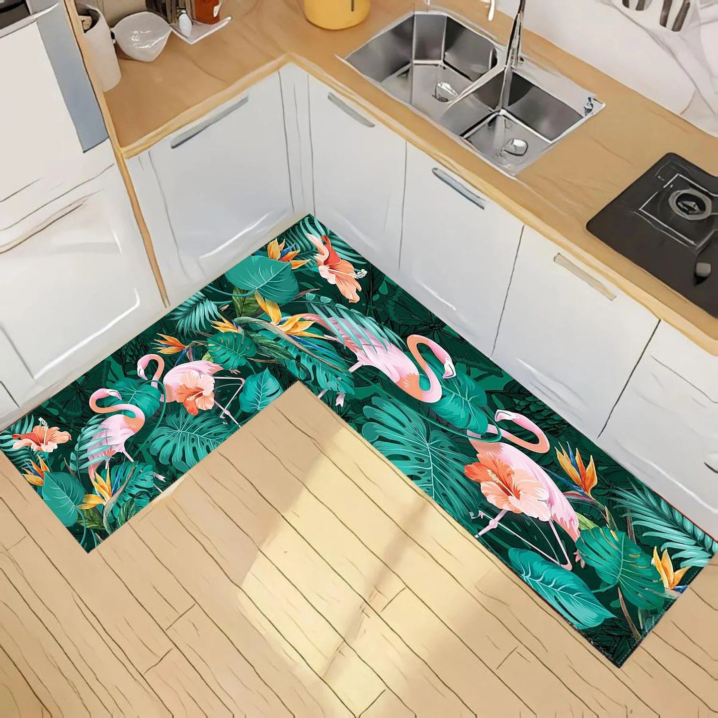 Alfombra de Estilo Moderno para Cocina, Baño y Más - Set 2 en 1 Calle Lima 51