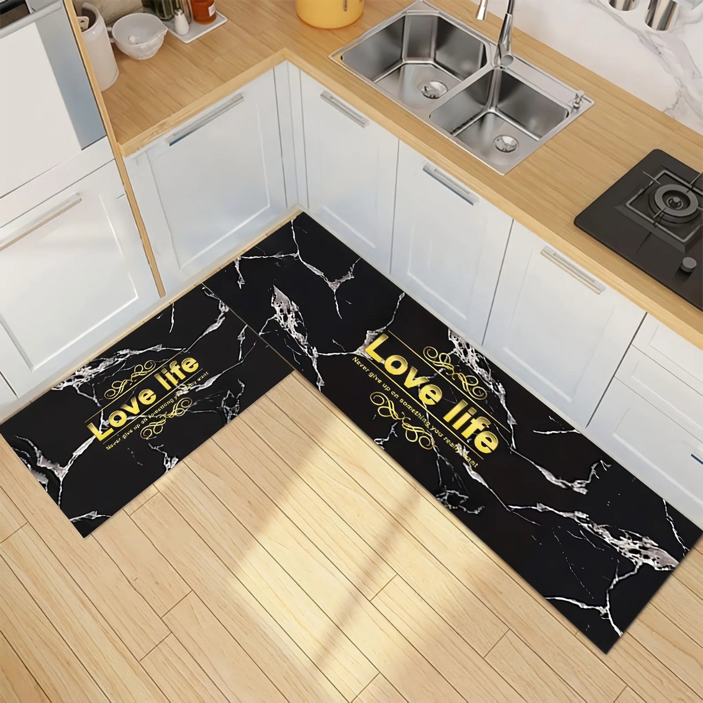 Alfombra de Estilo Moderno para Cocina, Baño y Más - Set 2 en 1 Calle Lima 51