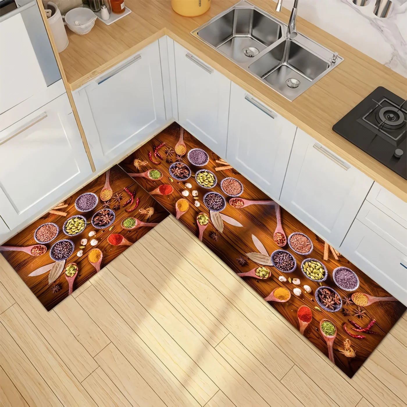 Alfombra de Estilo Moderno para Cocina, Baño y Más - Set 2 en 1 Calle Lima 51