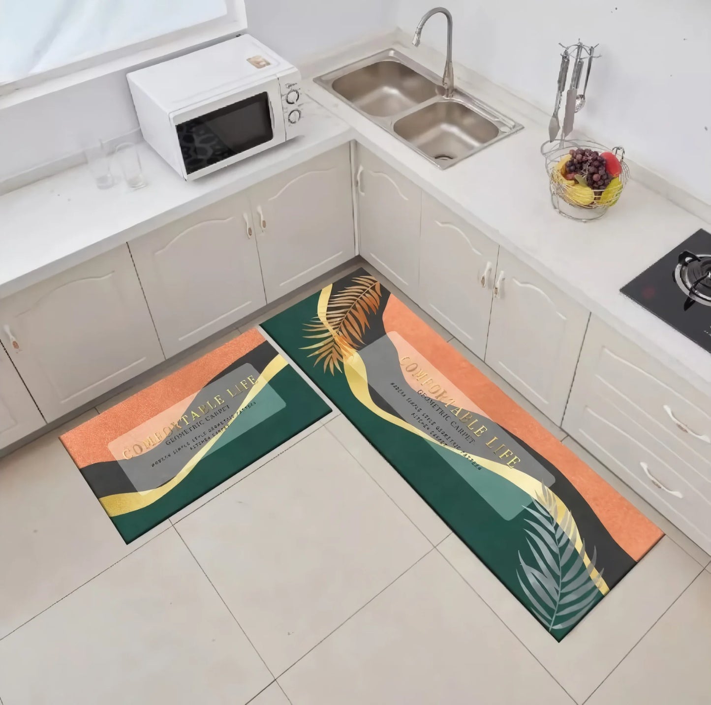 Alfombra de Estilo Moderno para Cocina, Baño y Más - Set 2 en 1 Calle Lima 51