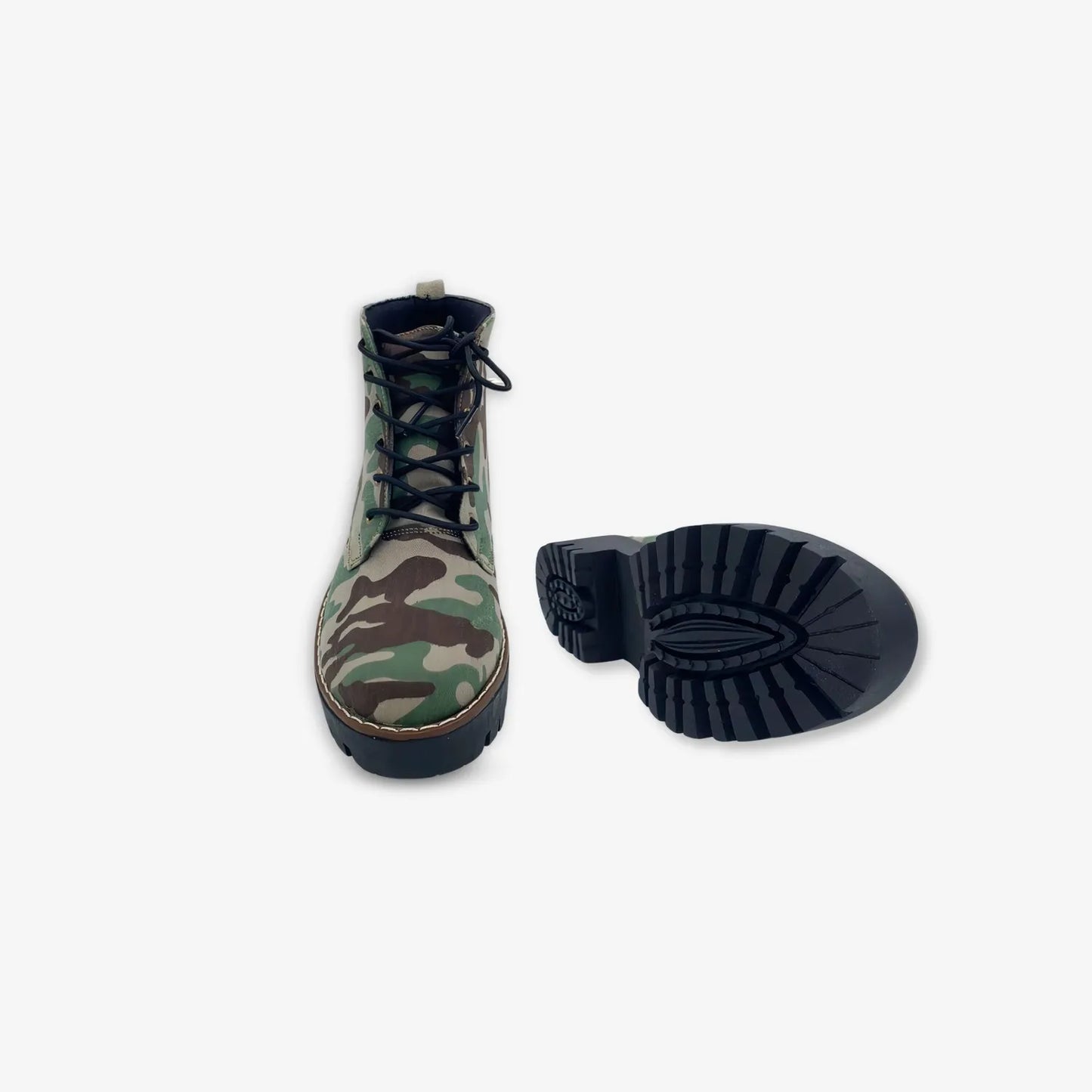 Botines de Camuflaje  con Pasador y  Plataforma para Mujer