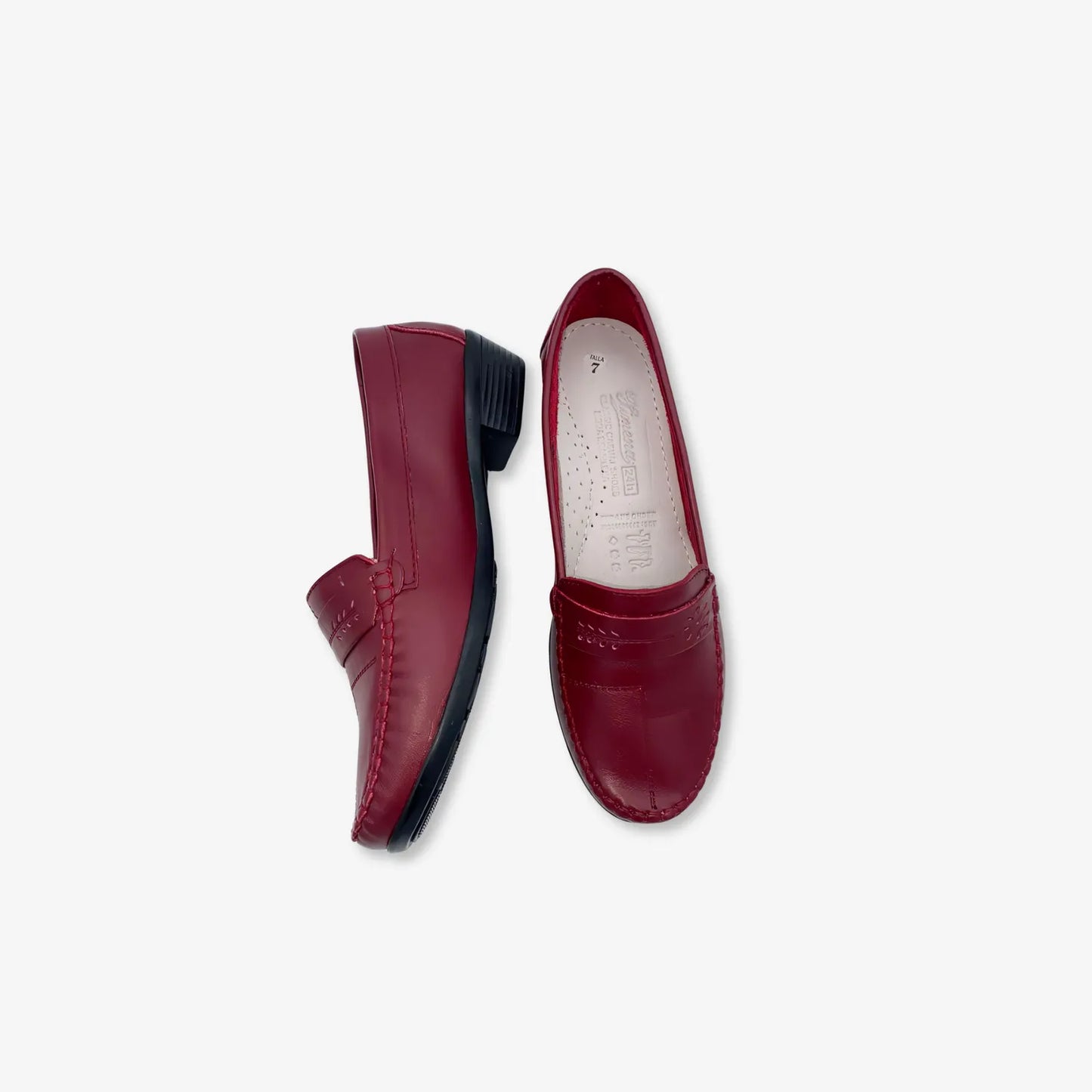 Zapato Mocasín Casual Mujer color  vino