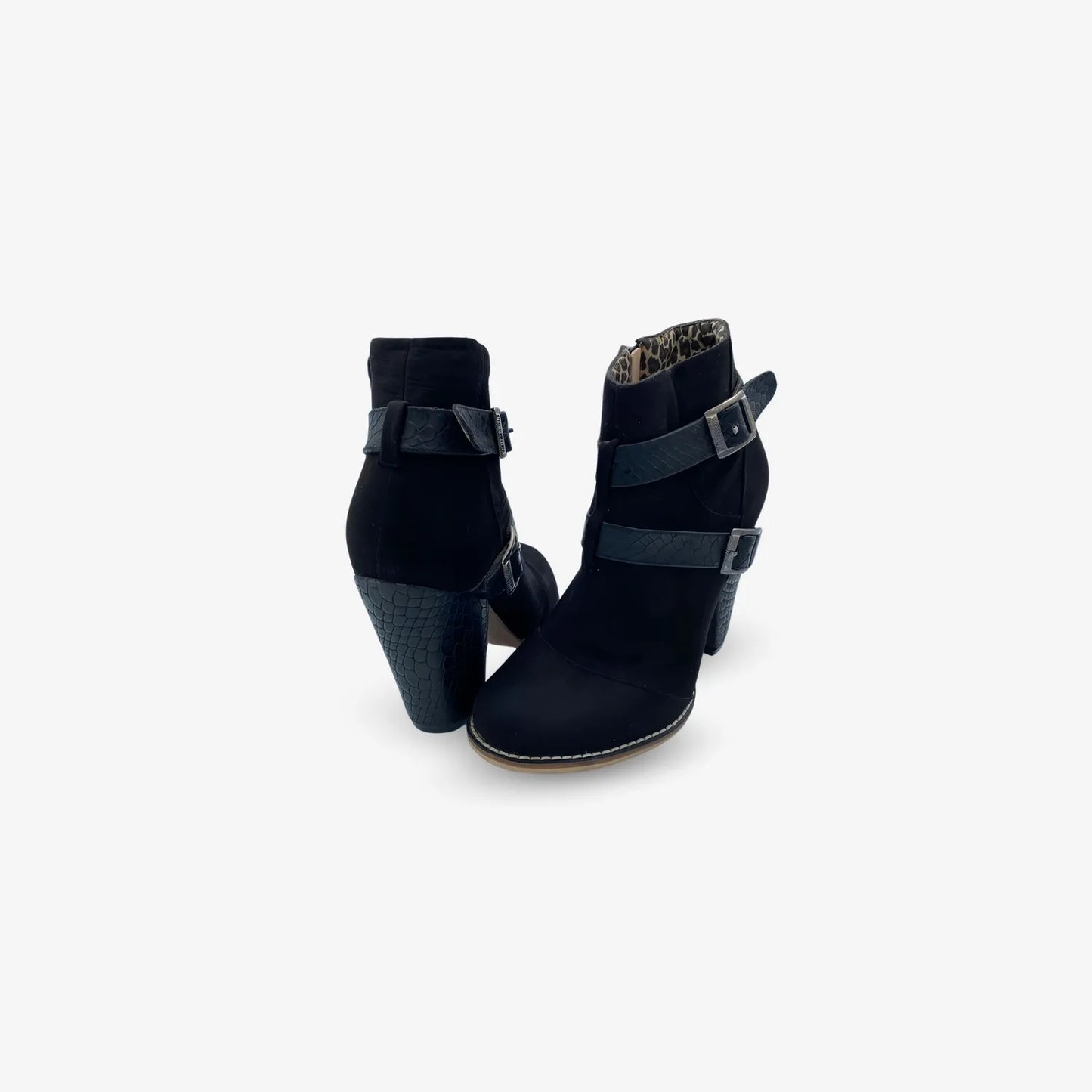 Botines de Tacón con dos correas para Mujer color Negro